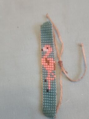 Handmade Teal and Pink Beaded Flamingo Bracelet